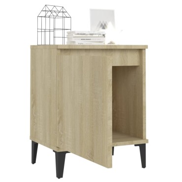 vidaXL Κομοδίνο Sonoma Δρυς 40x30x50cm με Μεταλλικά Πόδια 1 τεμ.