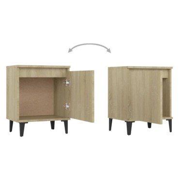 vidaXL Κομοδίνο Sonoma Δρυς 40x30x50cm με Μεταλλικά Πόδια 1 τεμ.