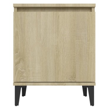 vidaXL Κομοδίνο Sonoma Δρυς 40x30x50cm με Μεταλλικά Πόδια 1 τεμ.