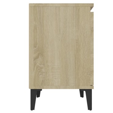 vidaXL Κομοδίνο Sonoma Δρυς 40x30x50cm με Μεταλλικά Πόδια 1 τεμ.