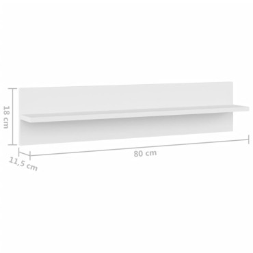 vidaXL Ραφιέρες Τοίχου 2 τεμ. Λευκό 80x11,5x18cm από Μοριοσανίδα