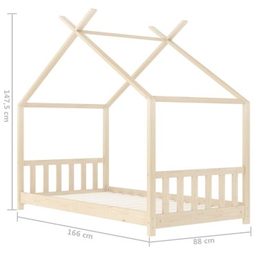 vidaXL Πλαίσιο Κρεβατιού Παιδικό 80x160cm Μασίφ Ξύλο Πεύκου 1 τεμ. - Μονό