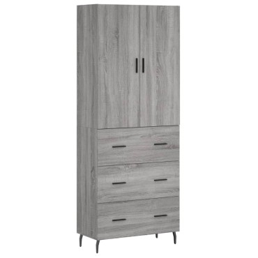 vidaXL Ντουλάπι Γκρι Sonoma 69,5x34x180cm Επεξεργασμένο Ξύλο 1 τεμ.