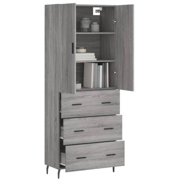 vidaXL Ντουλάπι Γκρι Sonoma 69,5x34x180cm Επεξεργασμένο Ξύλο 1 τεμ.