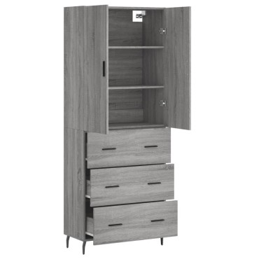 vidaXL Ντουλάπι Γκρι Sonoma 69,5x34x180cm Επεξεργασμένο Ξύλο 1 τεμ.