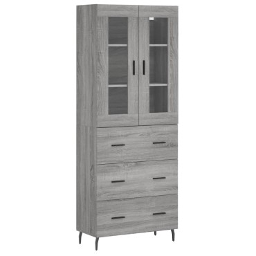 vidaXL Ντουλάπι Γκρι Sonoma 69,5x34x180cm Επεξεργασμένο Ξύλο 1 τεμ.