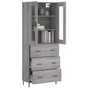 vidaXL Ντουλάπι Γκρι Sonoma 69,5x34x180cm Επεξεργασμένο Ξύλο 1 τεμ.
