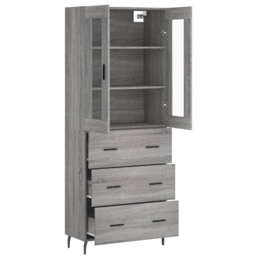 vidaXL Ντουλάπι Γκρι Sonoma 69,5x34x180cm Επεξεργασμένο Ξύλο 1 τεμ.