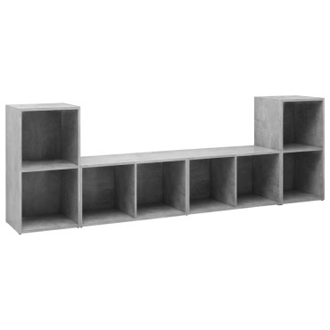 vidaXL Έπιπλα Τηλεόρασης 4 τεμ. Γκρι Σκυρ. 72x35x36,5cm Επεξ. Ξύλο
