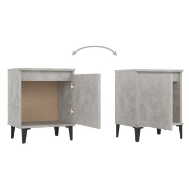 vidaXL Κομοδίνο Γκρι Σκυροδέματος 40x30x50cm με Μεταλλικά Πόδια 1 τεμ.