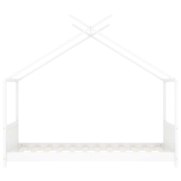 vidaXL Πλαίσιο Κρεβατιού Παιδικό Λευκό 80x160cm Μασίφ Ξύλο Πεύκου 1 τεμ. - Μονό