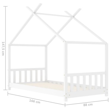 vidaXL Πλαίσιο Κρεβατιού Παιδικό Λευκό 80x160cm Μασίφ Ξύλο Πεύκου 1 τεμ. - Μονό