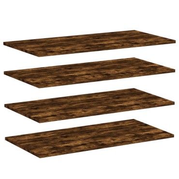 vidaXL Ράφια Τοίχου 4 τεμ. Καπνιστή Δρυς 80x40x1,5cm Επεξεργ. Ξύλο