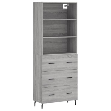 vidaXL Ντουλάπι Γκρι Sonoma 69,5x34x180cm Επεξεργασμένο Ξύλο 1 τεμ.