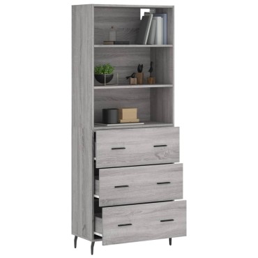 vidaXL Ντουλάπι Γκρι Sonoma 69,5x34x180cm Επεξεργασμένο Ξύλο 1 τεμ.