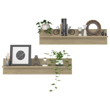 vidaXL Ραφιέρες Τοίχου 2 τεμ. Sonoma Δρυς 80x11,5x18cm Μοριοσανίδα