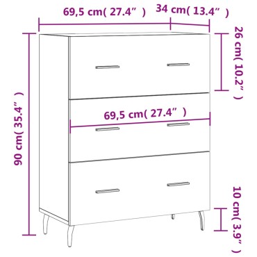 vidaXL Ντουλάπι Γκρι Sonoma 69,5x34x90cm από Επεξεργασμένο Ξύλο 1 τεμ.