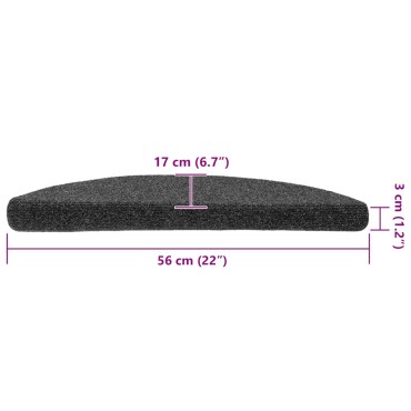 vidaXL Πατάκια Σκάλας Αυτοκόλ. 10 τεμ Ανθρακί 56x17x3 εκ Βελονιασμένο