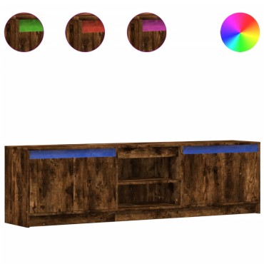 vidaXL Έπιπλο Τηλεόρασης με LED Καπνιστή Δρυς 180x34x50cm Επεξ. Ξύλο
