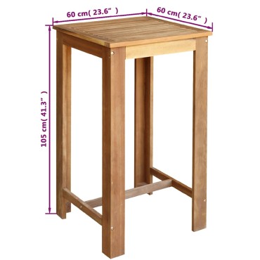 vidaXL Τραπέζι Μπαρ 60x60x105cm από Μασίφ Ξύλο Ακακίας 1 τεμ.