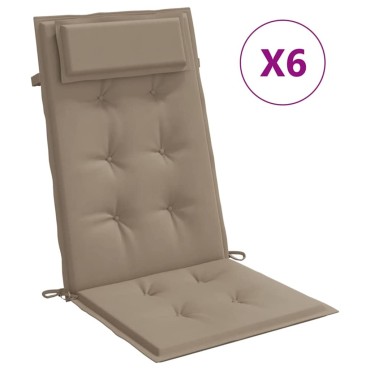 vidaXL Μαξιλάρια Καρέκλας με Πλάτη 6 τεμ. Taupe από Ύφασμα Oxford 120x50x3cm
