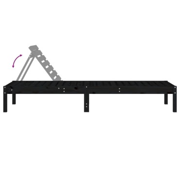 vidaXL Ξαπλώστρα Μαύρη 199,5x60x74cm από Μασίφ Ξύλο Πεύκου 1 τεμ.
