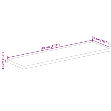 vidaXL Επιφάνεια Τραπεζιού Ορθογώνια 120x50x3,8cm Μασίφ Ξύλο Μάνγκο 1 τεμ.