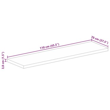 vidaXL Επιφάνεια Τραπεζιού Ορθογώνια 110x70x3,8cm Μασίφ Ξύλο Μάνγκο 1 τεμ.