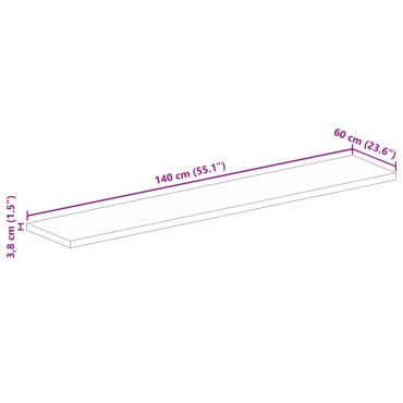 vidaXL Επιφάνεια Τραπεζιού Ορθογώνια 140x60x3,8cm Μασίφ Ξύλο Μάνγκο 1 τεμ.