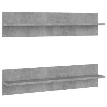 vidaXL Ραφιέρες Τοίχου 2 τεμ. Γκρι Σκυροδ. 80x11,5x18cm Μοριοσανίδα