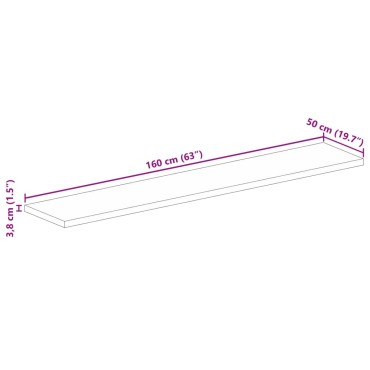 vidaXL Επιφάνεια Τραπεζιού Ορθογώνια 160x50x3,8cm Μασίφ Ξύλο Μάνγκο 1 τεμ.