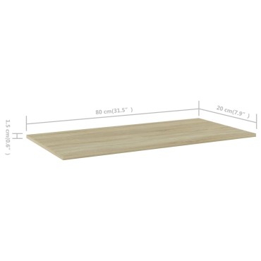 vidaXL Ράφια Βιβλιοθήκης 4 τεμ. Sonoma Δρυς 80x20x1,5cm Μοριοσανίδα