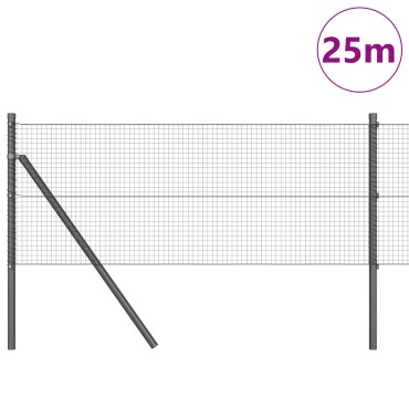 vidaXL Σετ Στηλών Φράχτη Σετ 2 Γκρι Μέταλλο 25x0.5 μ Ανθεκτικό
