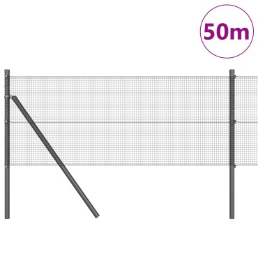 vidaXL Συγκολλητός Φράκτης με 13 Στυλίδια Γκρι 0.4x50 μ Χάλυβας