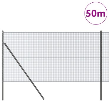 vidaXL Συγκολλημένος Φράχτης με 13 Δοκούς Γκρι 1.2x50 μ Ατσάλι
