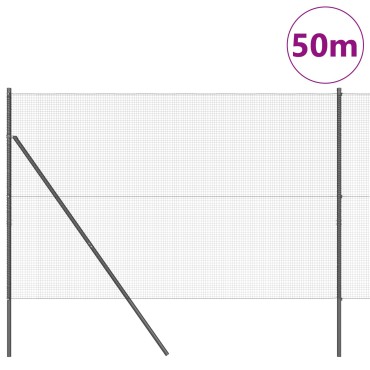 vidaXL Φράχτης συρματόπλεγμα  με 7 στυλ Γκρι 1.4x50 μ Μέταλλο