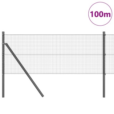 vidaXL Μεταλλική Περίφραξη  με 13 Στήλες Γκρι 0.4x100 μ