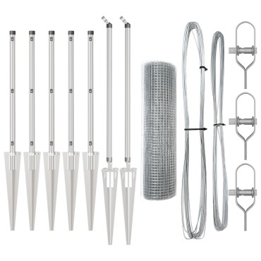 vidaXL Φράκτης Welded Wire  με 7 Σπιράλ Πόστα 0.6x10 μ Γαλβανισμένος Χάλυβας