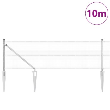 vidaXL Φράκτης Welded Wire  με 7 Σπιράλ Πόστα 0.6x10 μ Γαλβανισμένος Χάλυβας