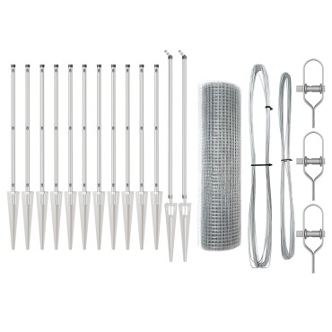 vidaXL Φράχτης Welded Wire  με 13 Στυλοβάτες 1x25 μ Γαλβανισμένος Χάλυβας