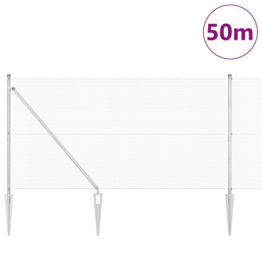 vidaXL Συρμάτινος Φράκτης  με 13 Στήλες Φράκτη 1.2x50 μ Γαλβανισμένος Χάλυβας