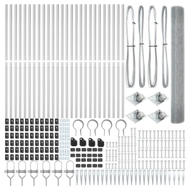 vidaXL Welded Wire Fence με 13 Πάσσαλους με Ακίδες 1.2x50 μ Γαλβανισμένος Χάλυβας