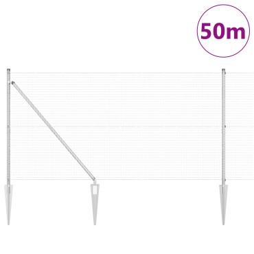 vidaXL Περίφραξη με 13 στήλες σφήνας 1.2x50 μ γαλβανισμένος χάλυβας