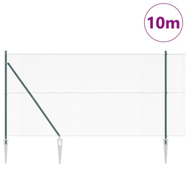vidaXL Φράχτης  Welded Wire με 7 Σταθερές Ψηφίδες Πράσινος 1.4x10 μ Μέταλλο