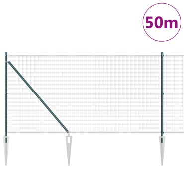 vidaXL Φράκτης Welded Wire  με 13 Σπικάκια Πράσινος 1.2x50 μ Ατσάλι