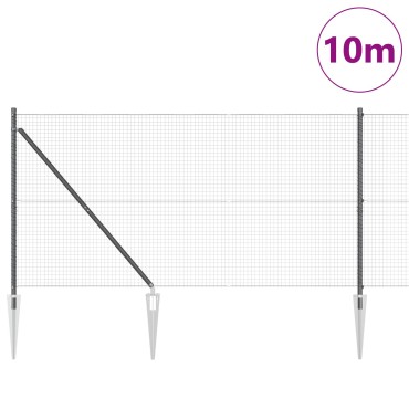 vidaXL Συρμάτινος Φράκτης με 7 άγκυρες Γκρι 1.2x10 μ Ατσάλι