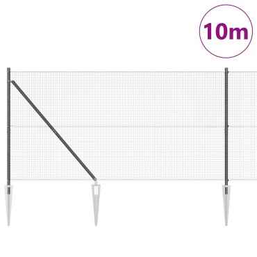 vidaXL Συρμάτινος Φράχτης με 7 Αιχμές Γκρι 1.4x10 m Χάλυβας