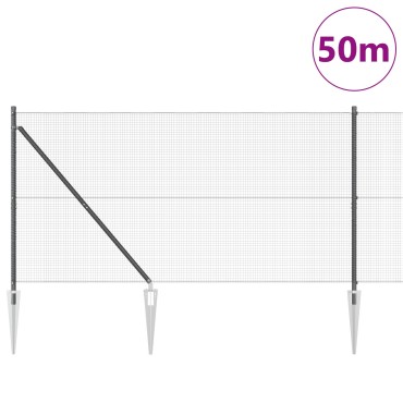 vidaXL Welded Wire Fence με 13 ακίδες Γκρι 1.4x50 m Ατσάλι