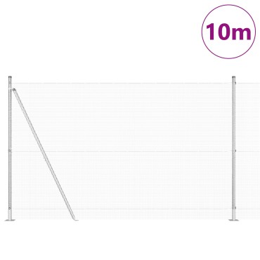 vidaXL Γαλβανισμένος Φράχτης με 7 Στήλες 1.4x10 μ.
