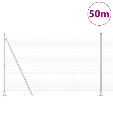 vidaXL Συρματόπλεγμα  με 13 Στήλες με Φλάντζες 1.4x50 μ Γαλβανισμένος Χάλυβας